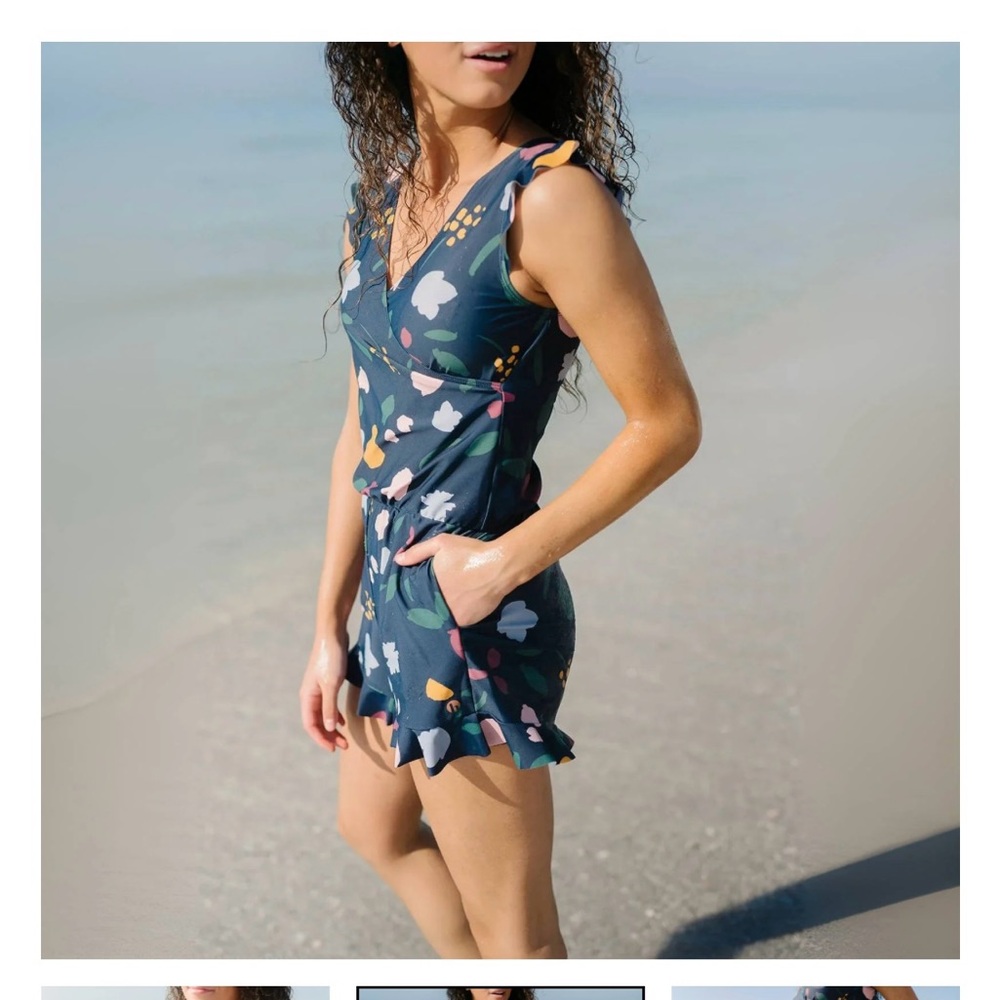 Honey Mark Ginger Swim Romper in Twilight Bouquet Sz XL Nursing Swimsuit NWT